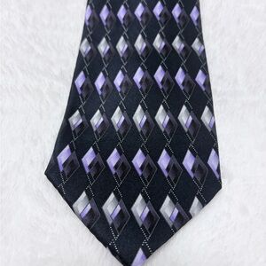 Covington Men's Black Tie with Purple Geometric Diamond Pattern
